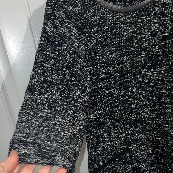 Talbots Twisted Tweed Boucle 3/4 Sleeve Fit and Flare Black&White Dress Size 12P - Picture 4 of 10